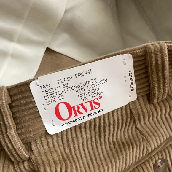 Vintage Orvis Stretch Corduroy Pants 1970s Straight Leg Beige 32 x 32 NWT RARE